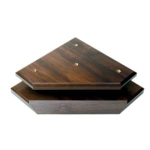 9 3/4″ x 9 3/4″ x 3/4″ Cherry Finish Slant Front 3-Post Set