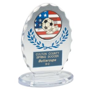 5 1/4″ Clear/Blue Standing Oval