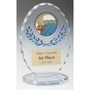 6 3/8″ Clear/Blue Standing Oval