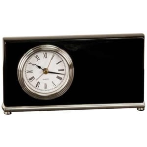 7 1/2″ x 4″ Black Piano Finish Horizontal Desk Clock