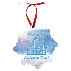 3″ x 3″ Gloss White Unisub Aluminum London Ornament, 2-sided