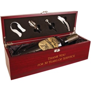 Rosewood Finish Single Wine Box with Tools & Black Lining