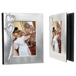 5″ x 7″ 2-Tone Brushed/Shiny Silver Finish Hearts Photo Album