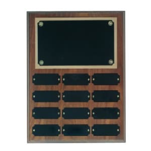12 Plate Genuine Walnut Completed Perpetual Plaque