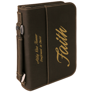 6 3/4″ x 9 1/4″ Black/Gold Leatherette Book/Bible Cover with Handle & Zipper