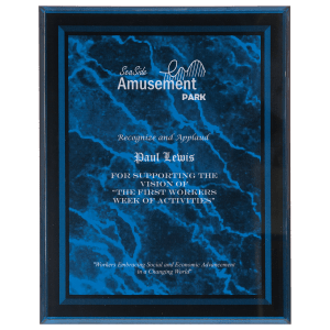 9″ x 11″ Blue Marble Border Clear-Plaq Acrylic