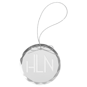 3 1/4″ Clear Round Glass Ornament with Silver String