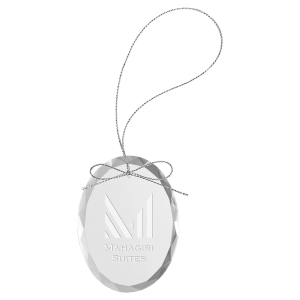 3 1/4″ Clear Oval Glass Ornament with Silver String