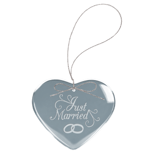 3″ Clear Heart Glass Ornament with Silver String