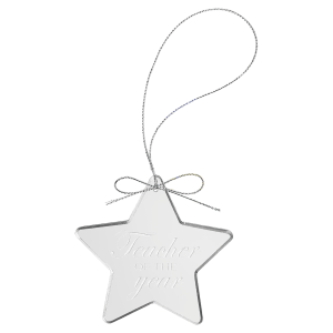 3 1/4″ Clear Star Glass Ornament with Silver String