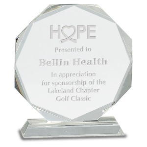 7 1/4″ Clear Crystal Octagon on Clear Pedestal Base