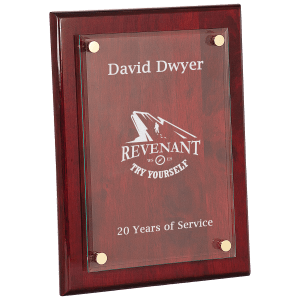 9″ x 12″ Rosewood Piano Finish Floating Glass Plaque