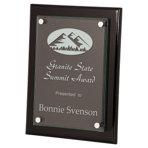9″ x 12″ Black Piano Finish Floating Glass Plaque