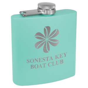 6 oz. Matte Teal Powder Coated Laserable Stainless Steel Flask
