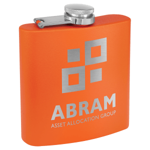 6 oz. Matte Orange Powder Coated Laserable Stainless Steel Flask