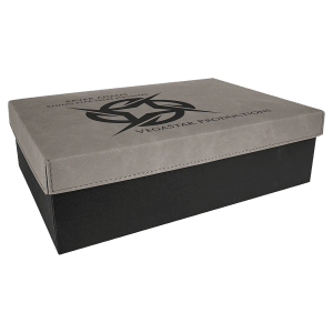 11 3/4″ x 7 3/4″ Gray Gift Box with Laserable Leatherette Lid