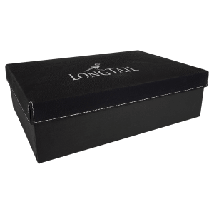 11 3/4″ x 7 3/4″ Black/Silver Gift Box with Laserable Leatherette Lid