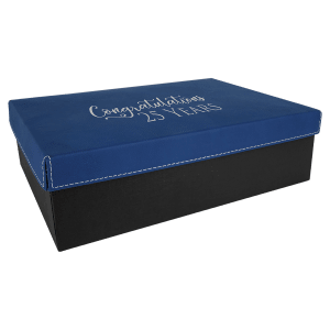 11 3/4″ x 7 3/4″ Blue/Silver Gift Box with Laserable Leatherette Lid