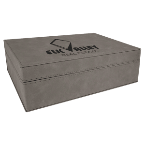 10 1/4″ x 7 1/2″ Gray Laserable Leatherette Premium Gift Box