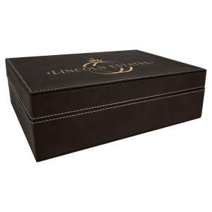 12 1/4″ x  8 1/4″ Black/Gold Laserable Leatherette Premium Gift Box