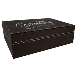 12 1/4″ x  8 1/4″ Black/Silver Laserable Leatherette Premium Gift Box