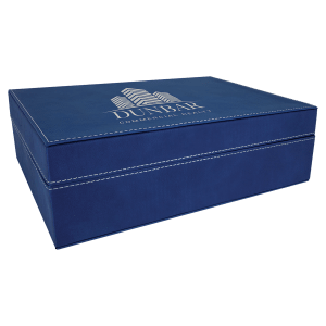 12 1/4″ x  8 1/4″ Blue/Silver Laserable Leatherette Premium Gift Box