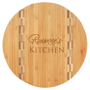 9 3/4″ Round Bamboo Cutting Board with Butcher Block Inlay