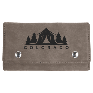 Gray Laserable Leatherette Card & Dice Set