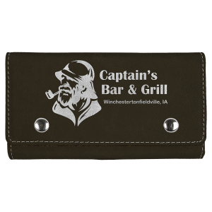 Black/Silver Laserable Leatherette Card & Dice Set