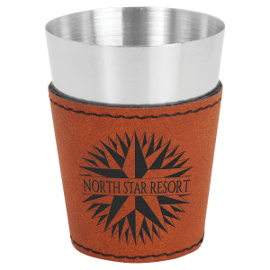 2 oz. Rawhide Laserable Leatherette & Stainless Steel Shot Glass