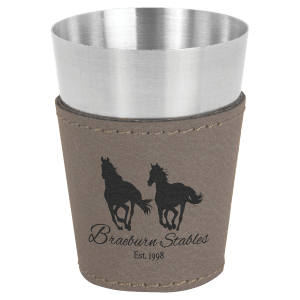 2 oz. Gray Laserable Leatherette & Stainless Steel Shot Glass