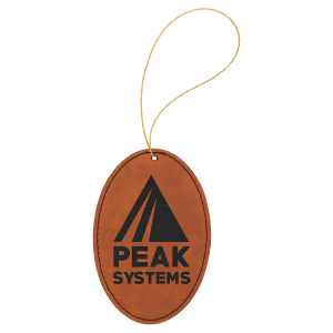 Rawhide Laserable Leatherette Oval Ornament with Gold String