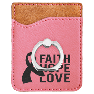 Pink Laserable Leatherette Phone Wallet with Silver Ring