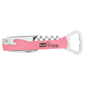 Pink Laserable Leatherette Wine Bottle Opener