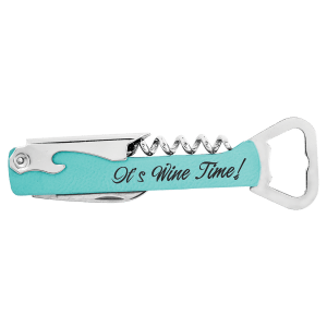 Teal Laserable Leatherette Wine Bottle Opener