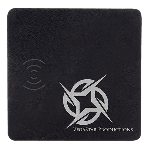 8″ x 8″ Black/Silver Laserable Leatherette Phone Charging Mat