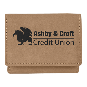 3″ x 4″ Light Brown Laserable Leatherette Trifold Wallet