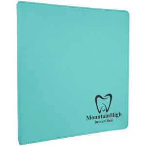 10 1/2″ x 11 1/2″ Teal Laserable Leatherette 3 Ring Binder with 1″ Slant D Rings