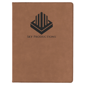 9 1/2″ x 12″ Dark Brown Laserable Leatherette Portfolio with Notepad