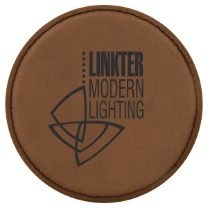 4″ Round Dark Brown Laserable Leatherette Coaster