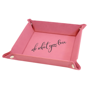 6″ x 6″ Pink Laserable Leatherette Snap Up Tray with Silver Snaps