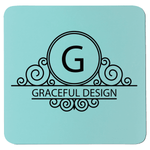 3 3/4″ x 3 3/4″ Square Teal/Black Silicone Coaster