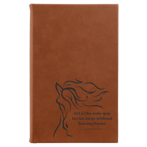 5 1/4″ x 8 1/4″ Rawhide Laserable Leatherette Sketch Book with Unlined Notepad