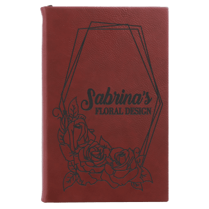 5 1/4″ x 8 1/4″ Rose Laserable Leatherette Sketch Book with Unlined Notepad