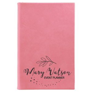 5 1/4″ x 8 1/4″ Pink Laserable Leatherette Sketch Book with Unlined Notepad
