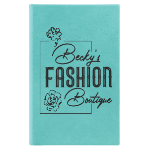 5 1/4″ x 8 1/4″ Teal Laserable Leatherette Sketch Book with Unlined Notepad