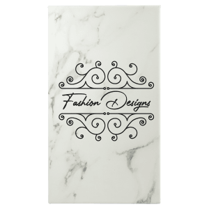 5 1/4″ x 8 1/4″ White Marble Laserable Leatherette Sketch Book with Unlined Notepad