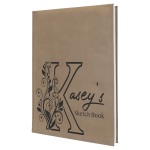 7″ x 9 3/4″ Light Brown Laserable Leatherette Sketch Book with Unlined Notepad