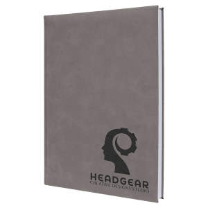 7″ x 9 3/4″ Gray Laserable Leatherette Sketch Book with Unlined Notepad