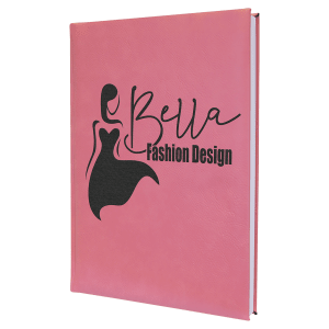 7″ x 9 3/4″ Pink Laserable Leatherette Sketch Book with Unlined Notepad